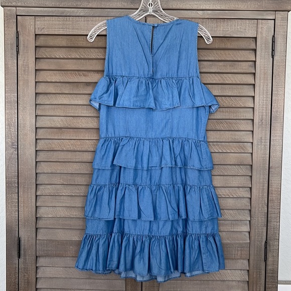 Super cute Michael Kors ruffle Chambray blue dress - Picture 3 of 4